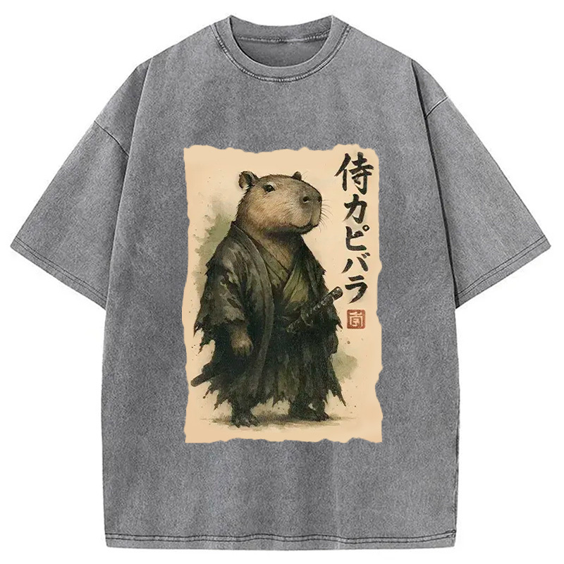 Capybara Samurai Washed T-Shirt
