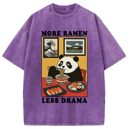 More Ramen Less Drama Panda Washed T-Shirt