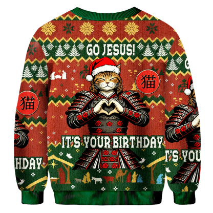 Baddiecat Go Jesus Christmas Ugly Sweatshirt