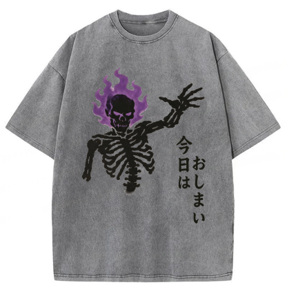 Tokyoviva Japanese Skull That's All For Today Washed T-shirt