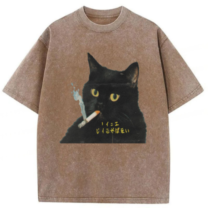 Tokyoviva Young Cat Smoking Washed T-shirt