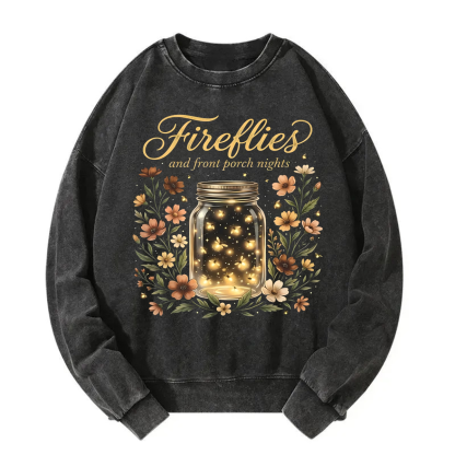 Tokyoviva Golden Fireflies In Mason Jar Washed Sweatshirt