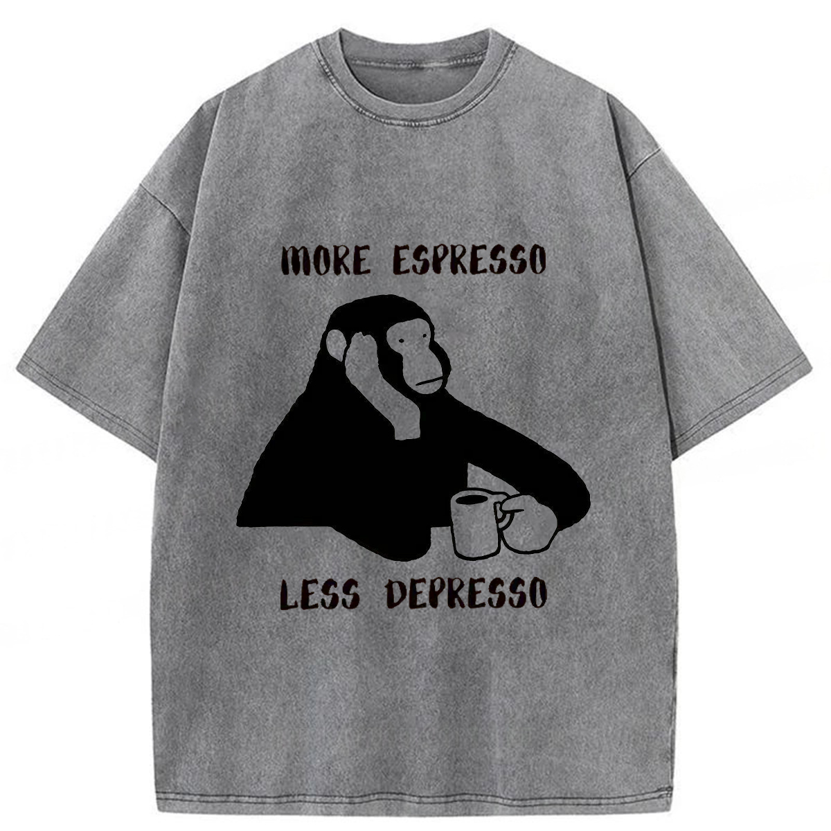 Tokyoviva Monkey With A Coffee Mug Washed T-shirt