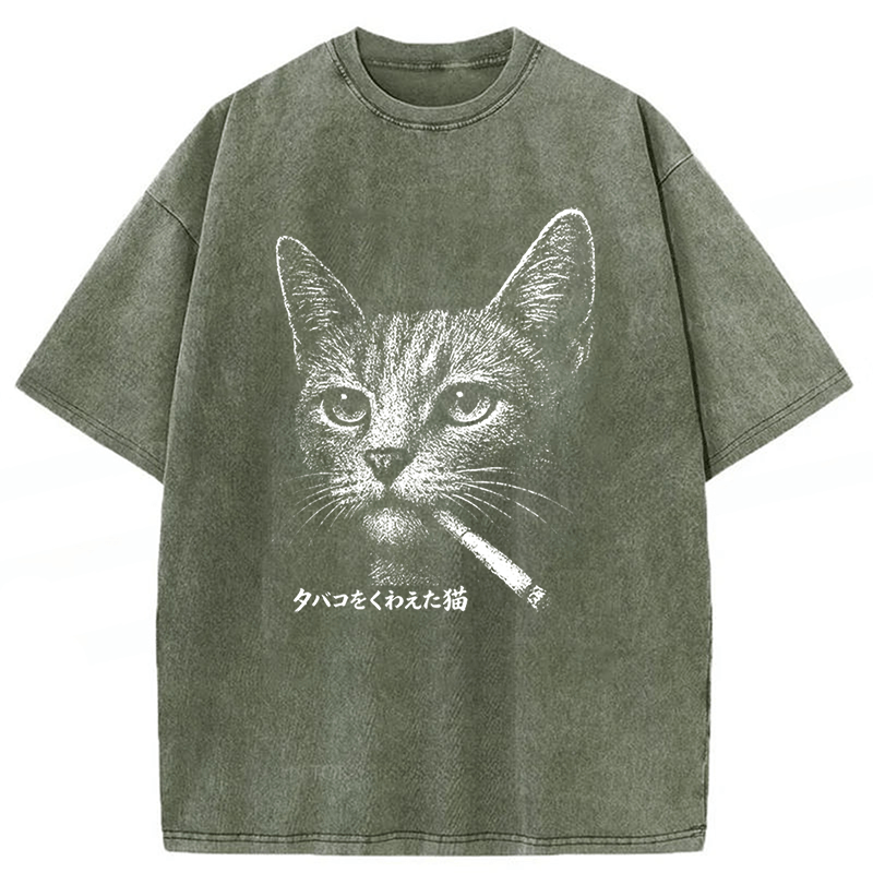 Tokyoviva Funny Smoking Cat Meme T-shirt