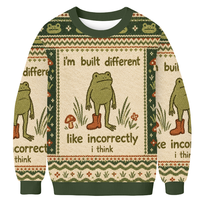Baddiecat I’m Built Different Frog Ugly Sweatshirt