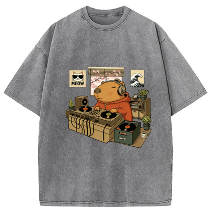 Capybara DJ Washed T-Shirt