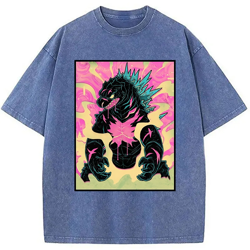 Japanese Godzilla Graffiti Washed T-Shirt