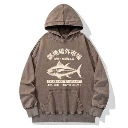 Japan Tsukiji Fish Market Washed Hoodie