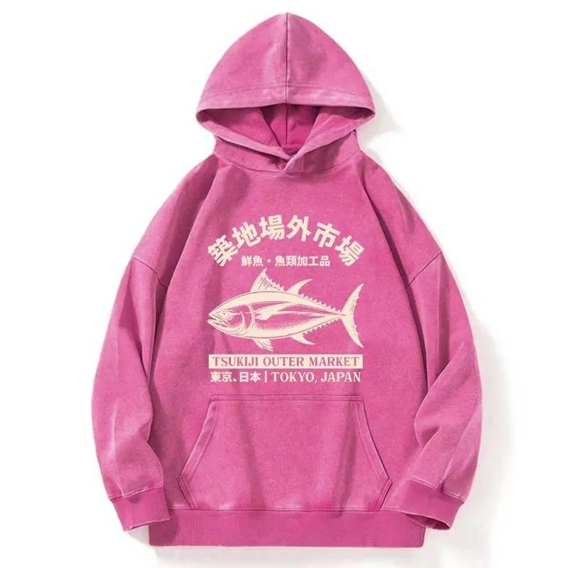 Japan Tsukiji Fish Market Washed Hoodie