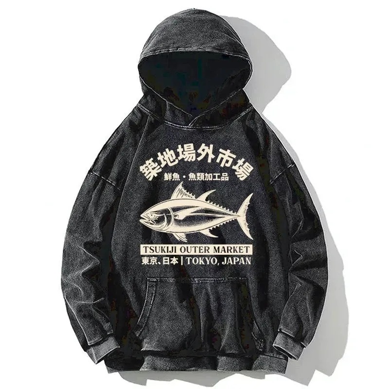Japan Tsukiji Fish Market Washed Hoodie