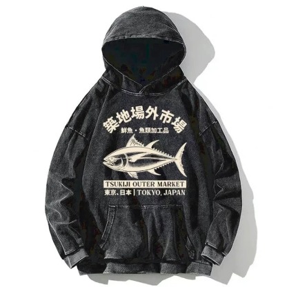 Japan Tsukiji Fish Market Washed Hoodie