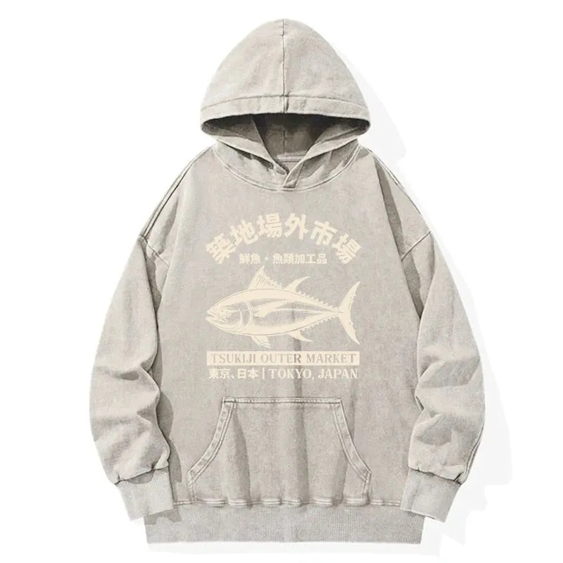 Japan Tsukiji Fish Market Washed Hoodie