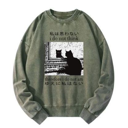 Thinking Cat Washed Sweatshirt