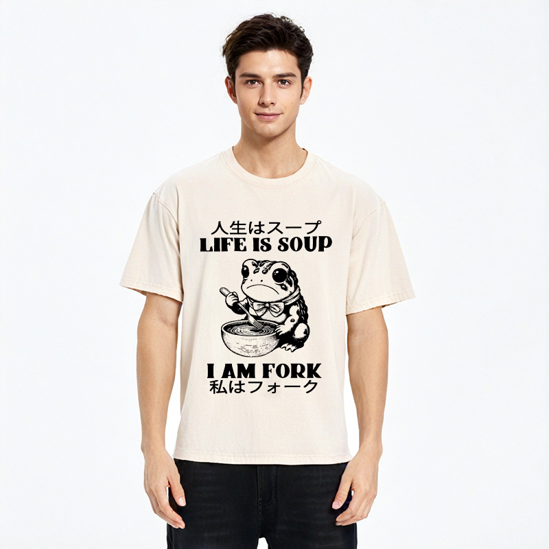 Life Is Soup I Am Fork Washed T-Shirt