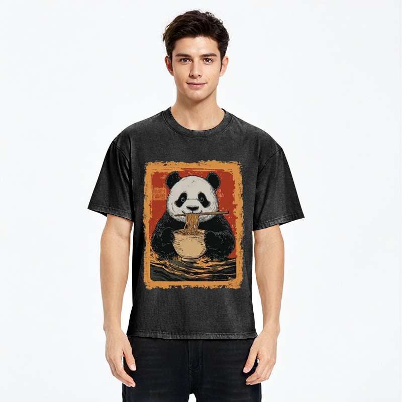 Ramen Lover Panda Washed T-Shirt