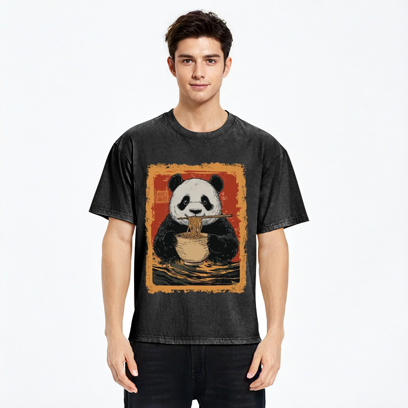 Ramen Lover Panda Washed T-Shirt