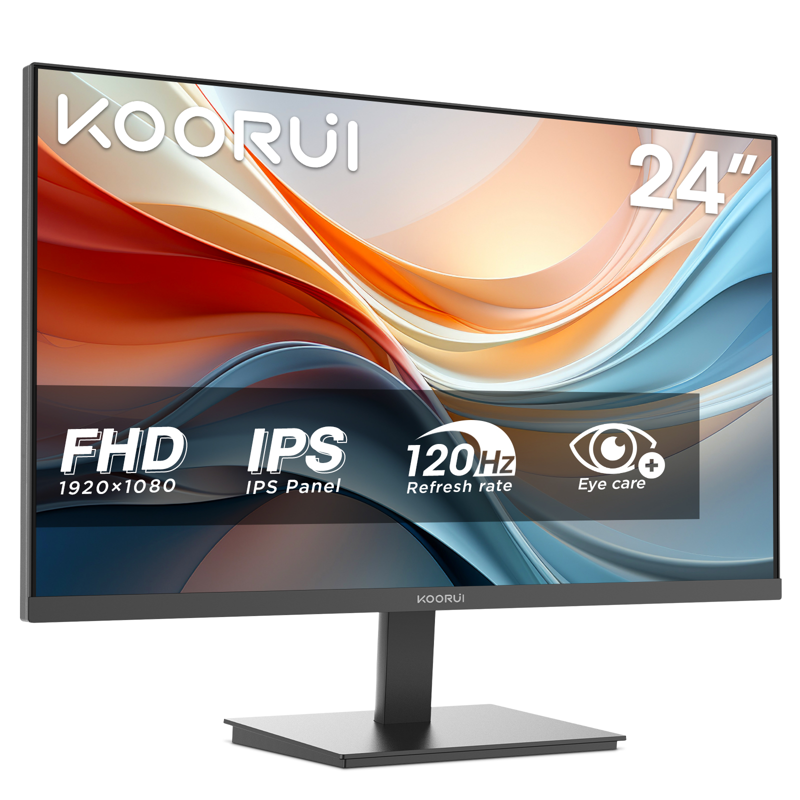 KOORUI E2411H 24 Zoll Monitor, 120Hz FHD IPS PC Monitor, 99 Prozent SRGB Eye Care Bildschirm, VESA 100x100mm