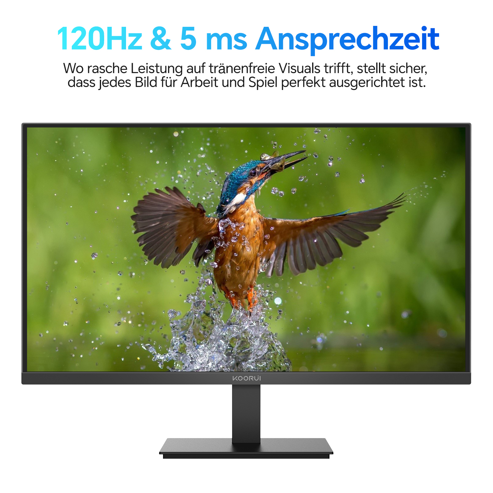 KOORUI E2411H 24 Zoll Monitor, 120Hz FHD IPS PC Monitor, 99 Prozent SRGB Eye Care Bildschirm, VESA 100x100mm