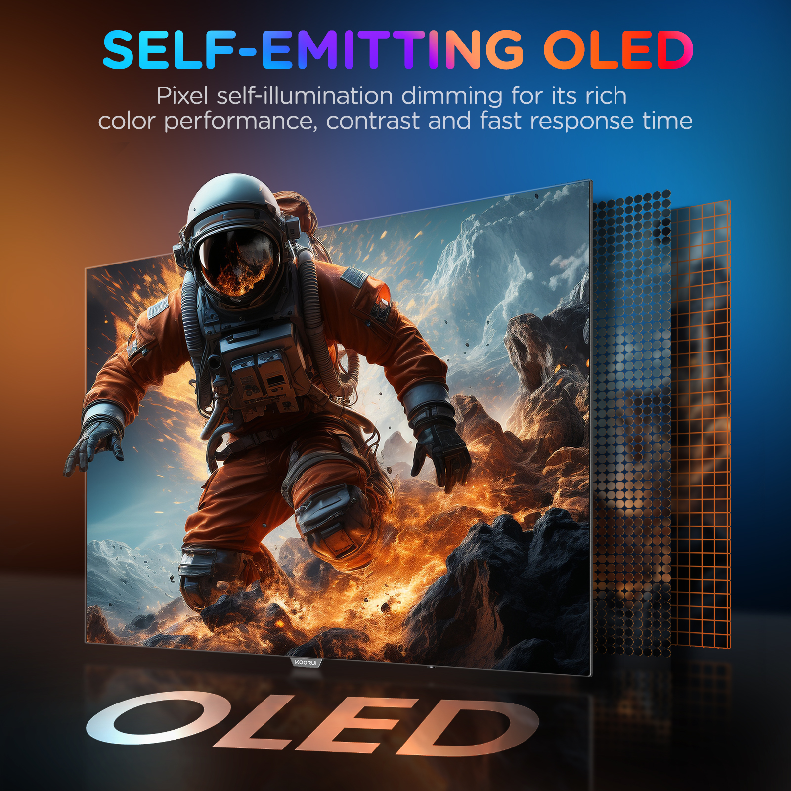 KOORUI 27 Zoll OLED Gaming Monitor, 1440P 240Hz 0.03ms PC Monitor, 90W Type-C Charge, DCI-P3 Slim Screen, HDMI 2.0, DisplayPort 1.4, USB-C 3.1, 100 * 100mm VESA, Schwarz, 27E8QK