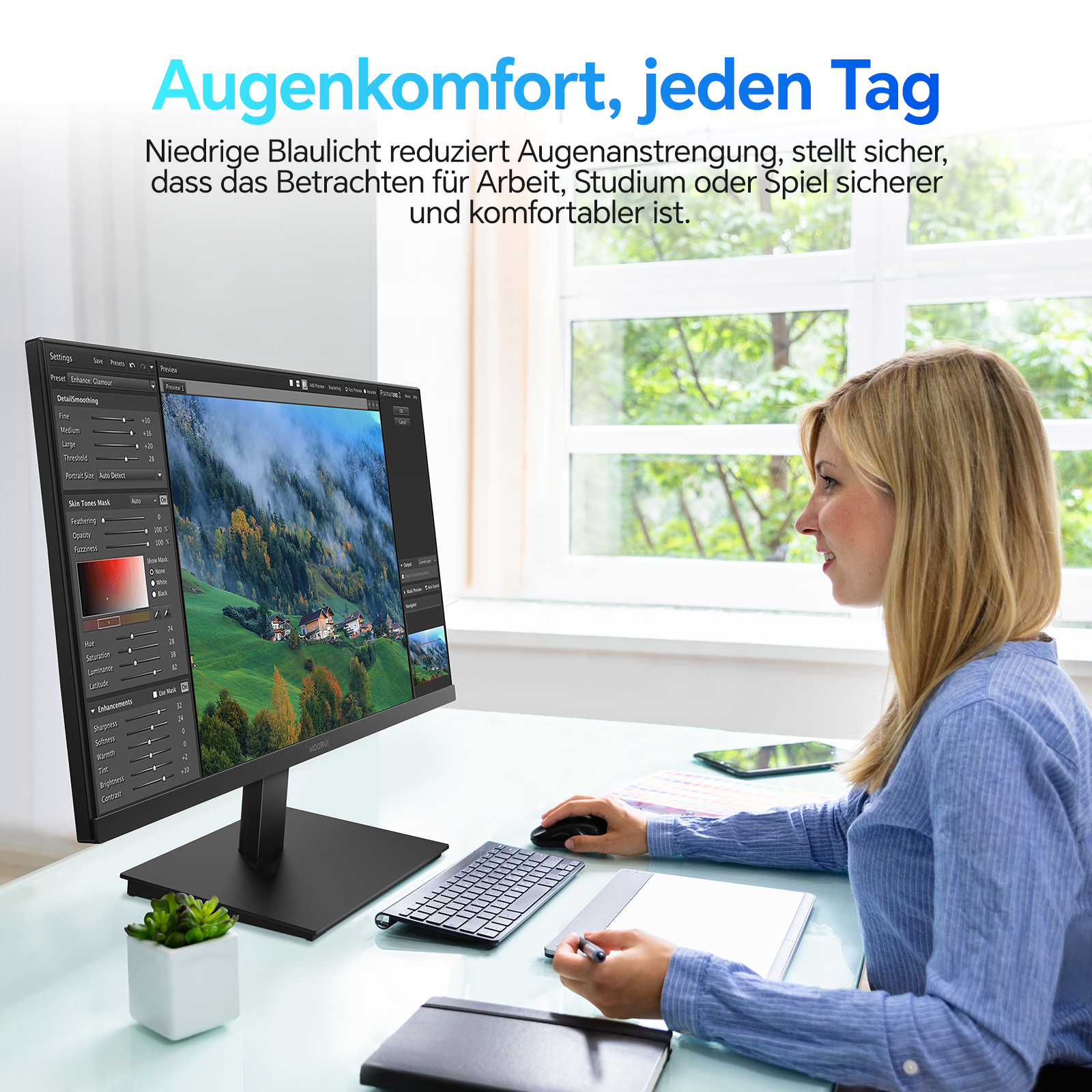KOORUI E2411H 24 Zoll Monitor, 120Hz FHD IPS PC Monitor, 99 Prozent SRGB Eye Care Bildschirm, VESA 100x100mm