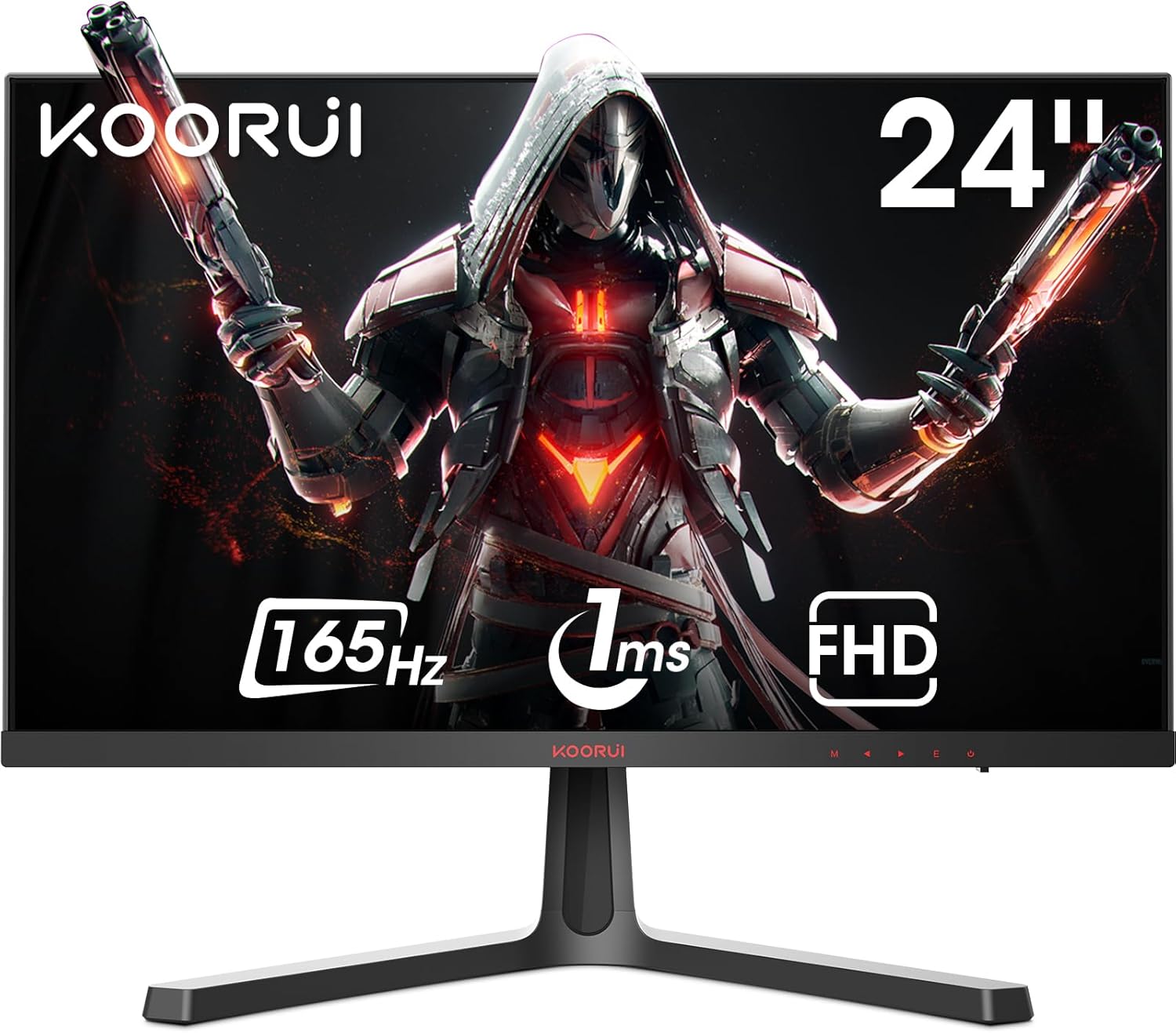 KOORUI Monitor 24 Zoll, Full-HD Gaming Monitor PC Bildschirm VA 1ms 165Hz, DCI-P3 85%, AdaptiveSync Technologie, 2 x HDMI, DisplayPort, Einstellbare Neigung, Schwarz