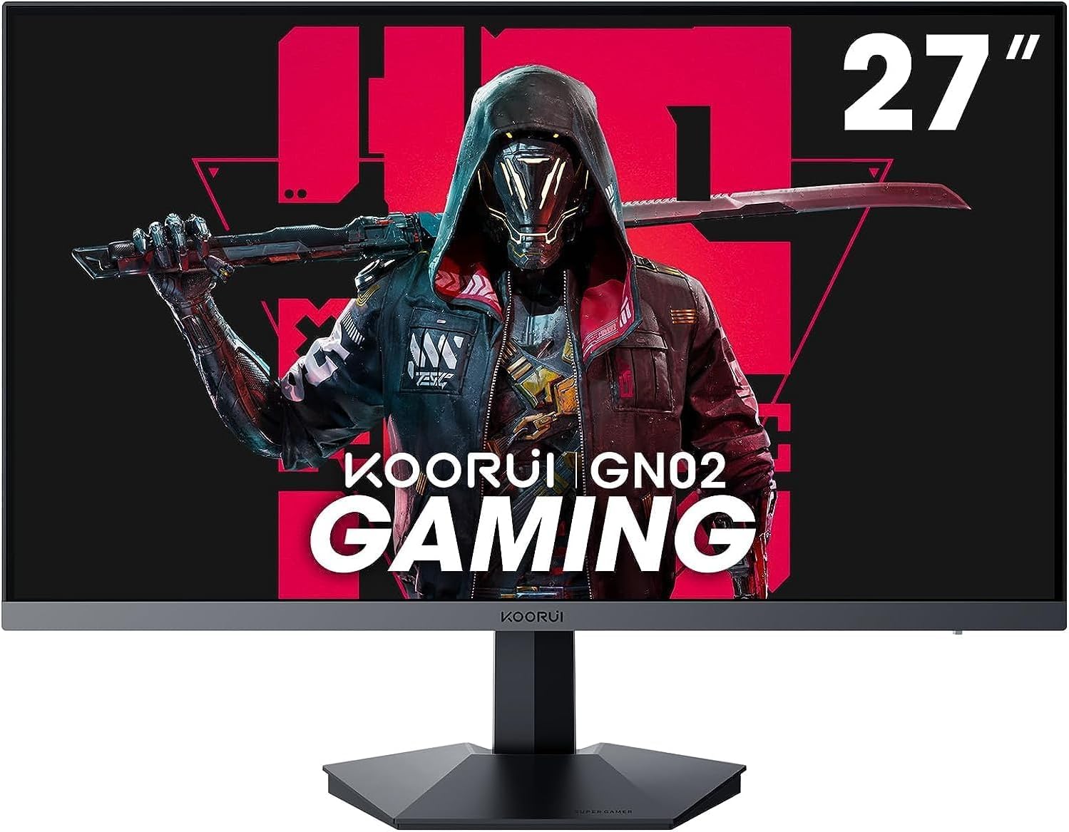 KOORUI 27 Zoll Gaming Monitor, PC Bildschirm 240Hz, FHD, 1ms, Adaptive Sync (1920 x 1080p, DCI-P3 90%, SRGB 100%, HDMI, DisplayPort, VESA 75x75)