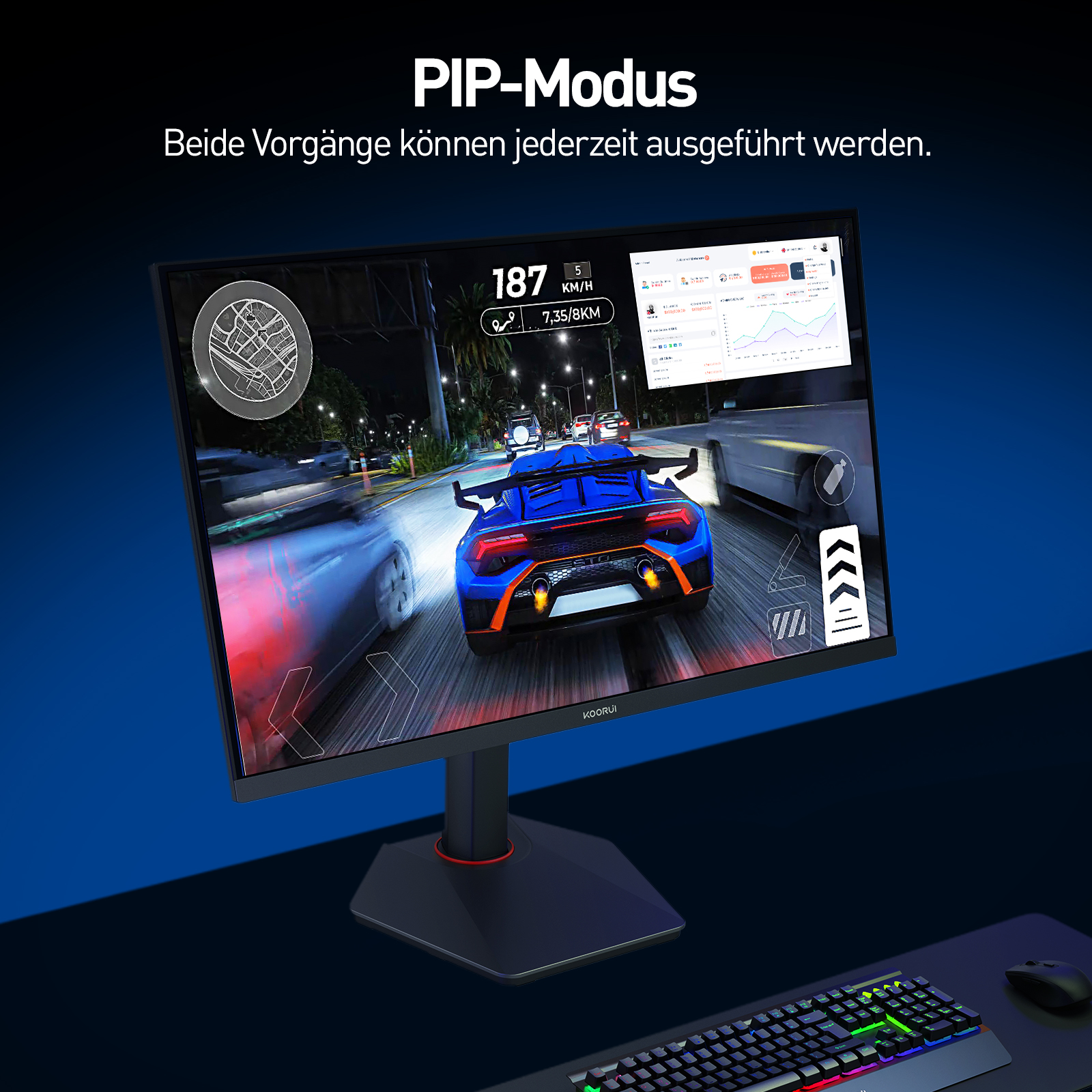 KOORUI G2741L Gaming Monitor 27 Zoll, Dual-Modus 4K UHD 3840x2160 at 160Hz und FHD at 320Hz PC Bildschirm, Fast IPS 1ms HDR 400, 2xHDMI 2.1&DP1.4