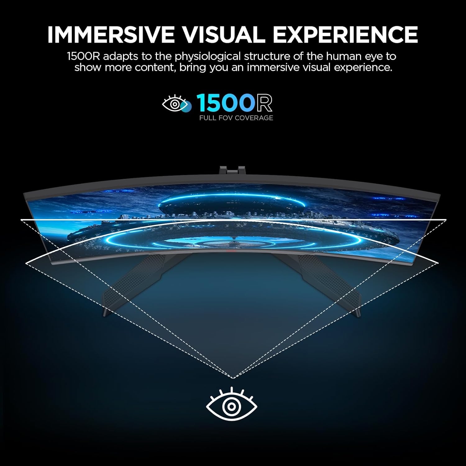 KOORUI 27 Inch Gaming Monitor, FHD 1080P Curved Monitor 165Hz VA 1ms 1500R PC Monitors with Adaptive Sync, HDMI X2 /DP, VESA Compatible, Tilt Adjustable, Eye Care