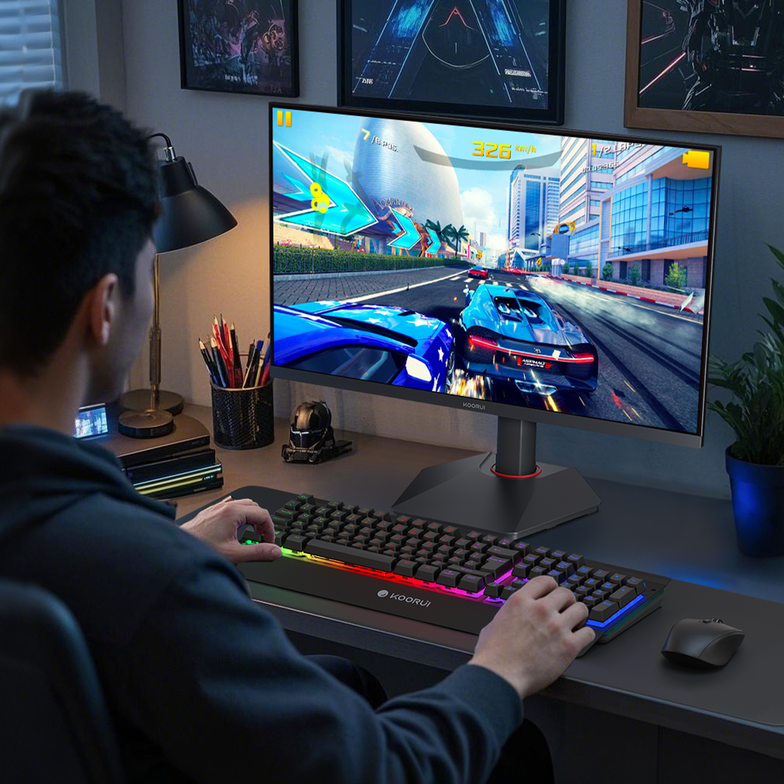 KOORUI G2741L Gaming Monitor 27 Zoll, Dual-Modus 4K UHD 3840x2160 at 160Hz und FHD at 320Hz PC Bildschirm, Fast IPS 1ms HDR 400, 2xHDMI 2.1&DP1.4