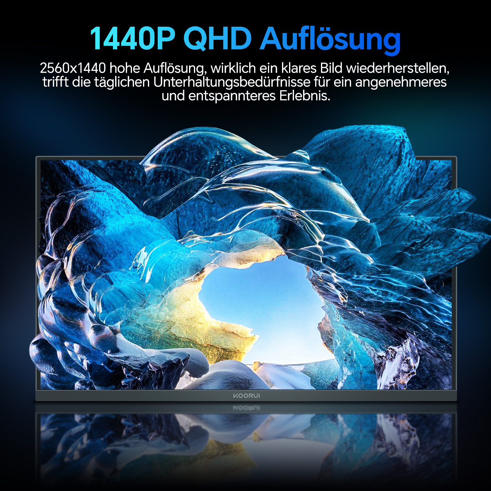 KOORUI E2721F 27 Zoll Monitor, QHD 2560 x 1440 100Hz PC Monitor, IPS 1MS Adaptive Sync HDMI 2.0 DP 1.4, Eye Care Bildschirm, -5° bis 15° neigbar, VESA 100 x 100mm