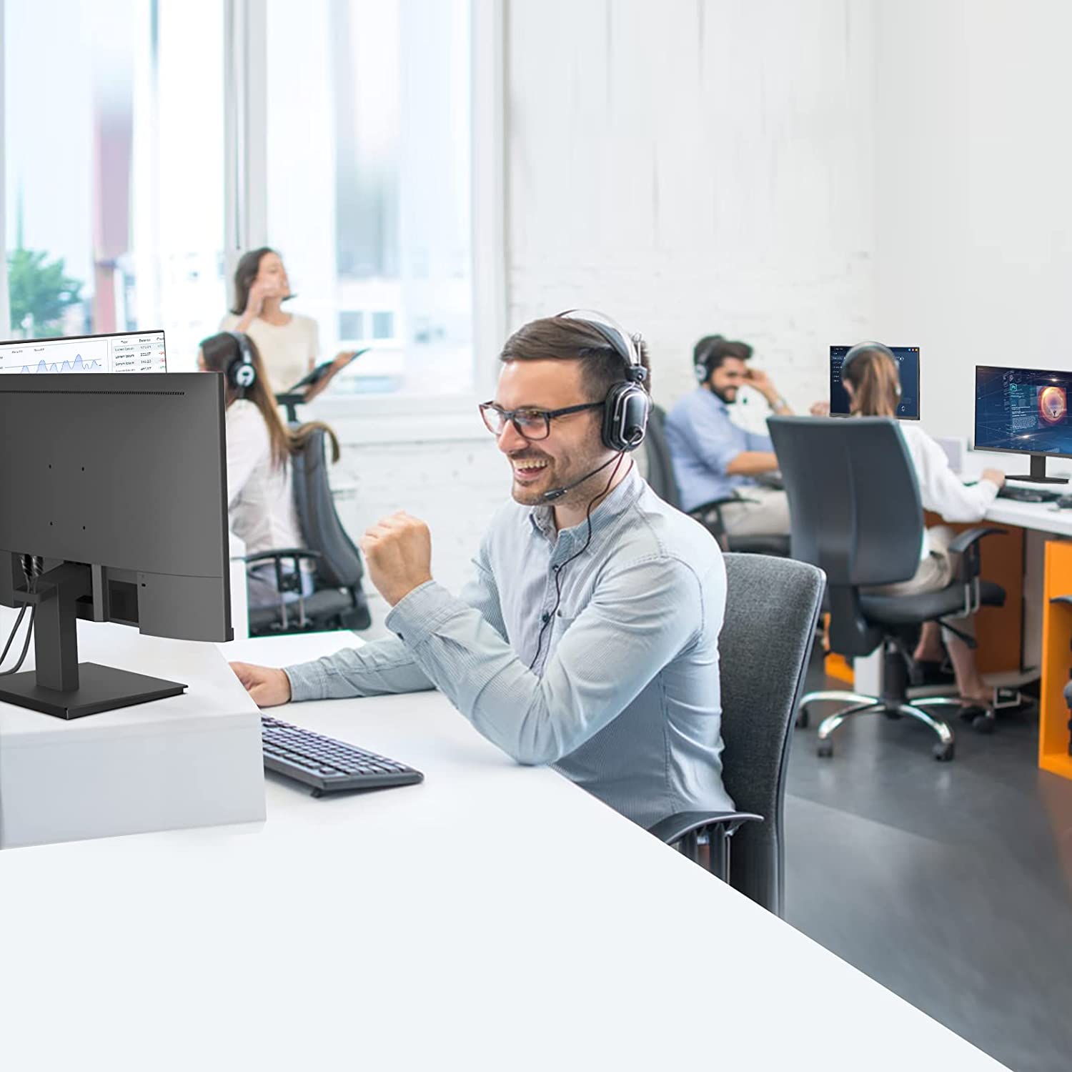 KOORUI 27 inch IPS High-Performance 75Hz 5ms 99% sRGB Office Monitor,Full HD(1920 x 1080p) 3-Side Borderless Computer Monitor,VGA/HDMI Port, Visioncare Blue light filter Non-flash screen-Koorui