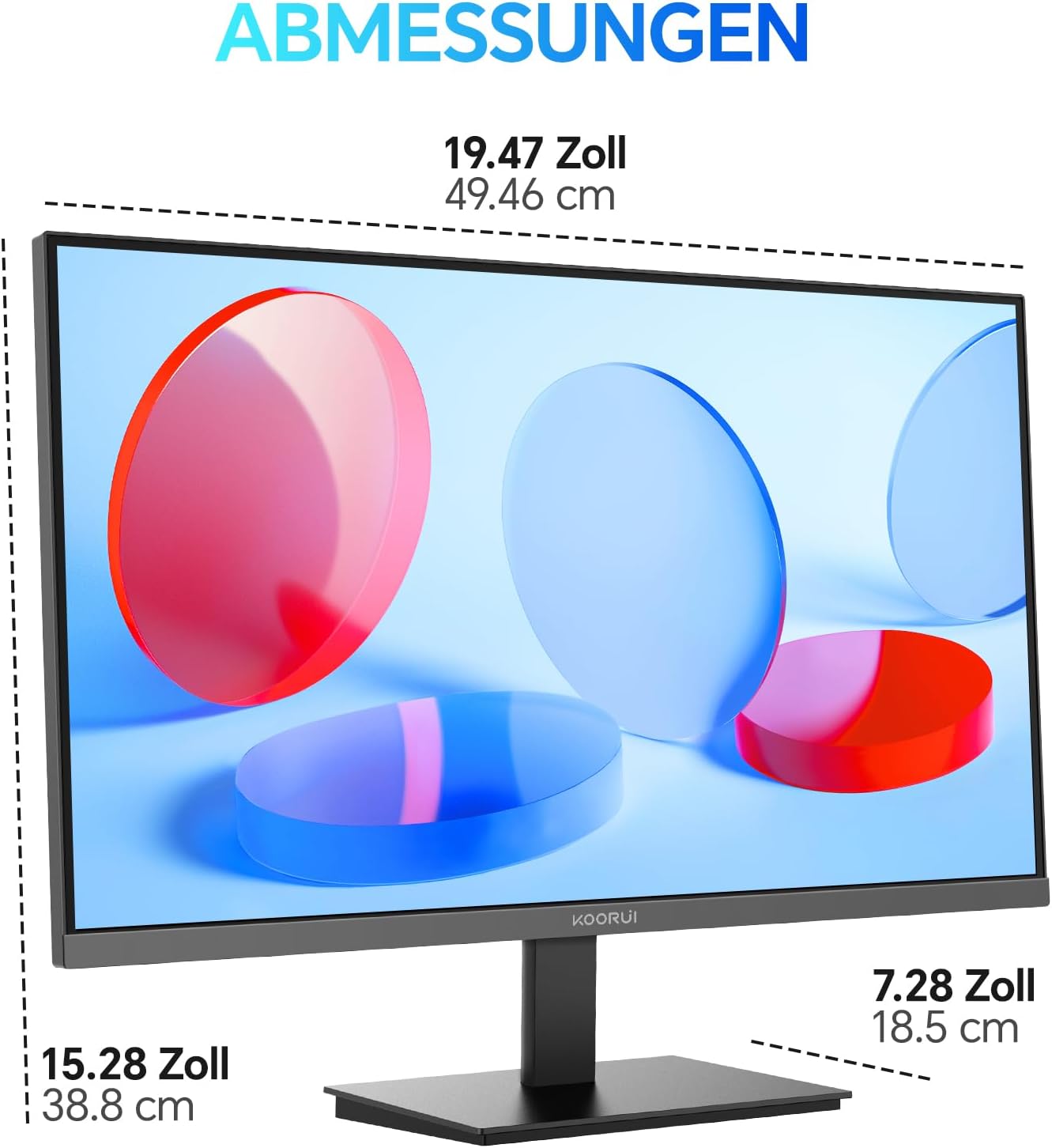 KOORUI E2721F 27 Zoll Monitor, QHD 2560 x 1440 100Hz PC Monitor, IPS 1MS Adaptive Sync HDMI 2.0 DP 1.4, Eye Care Bildschirm, -5° bis 15° neigbar, VESA 100 x 100mm