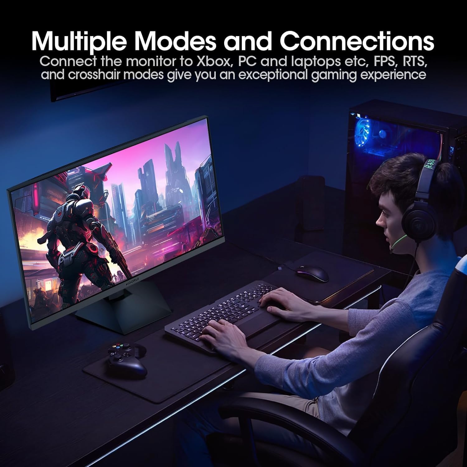 KOORUI Gaming Monitor 25-inch, 180Hz FHD 1080p Computer Monitor, 1ms GTG, Adaptive G-Sync, FreeSync Premium, 3 Sides Frameless, HDMI x 2, DisplayPort, Black