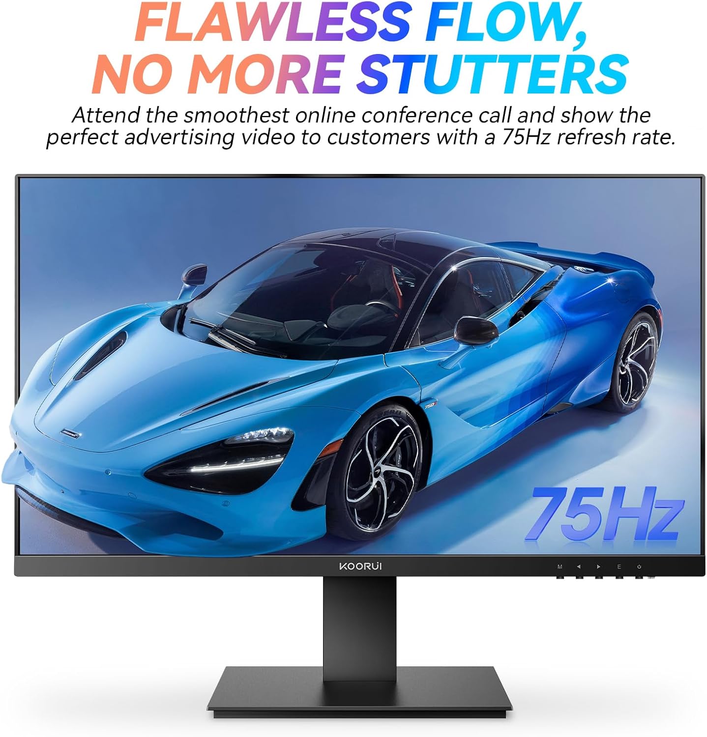 KOORUI 27 Inch Monitor, Full HD 1080P 75Hz Computer Monitor, IPS Display, HDMI, VGA, 5ms Response Time, 75 x 75 mm VESA Mountable, Frameless, Ergonomic Tilt, Black