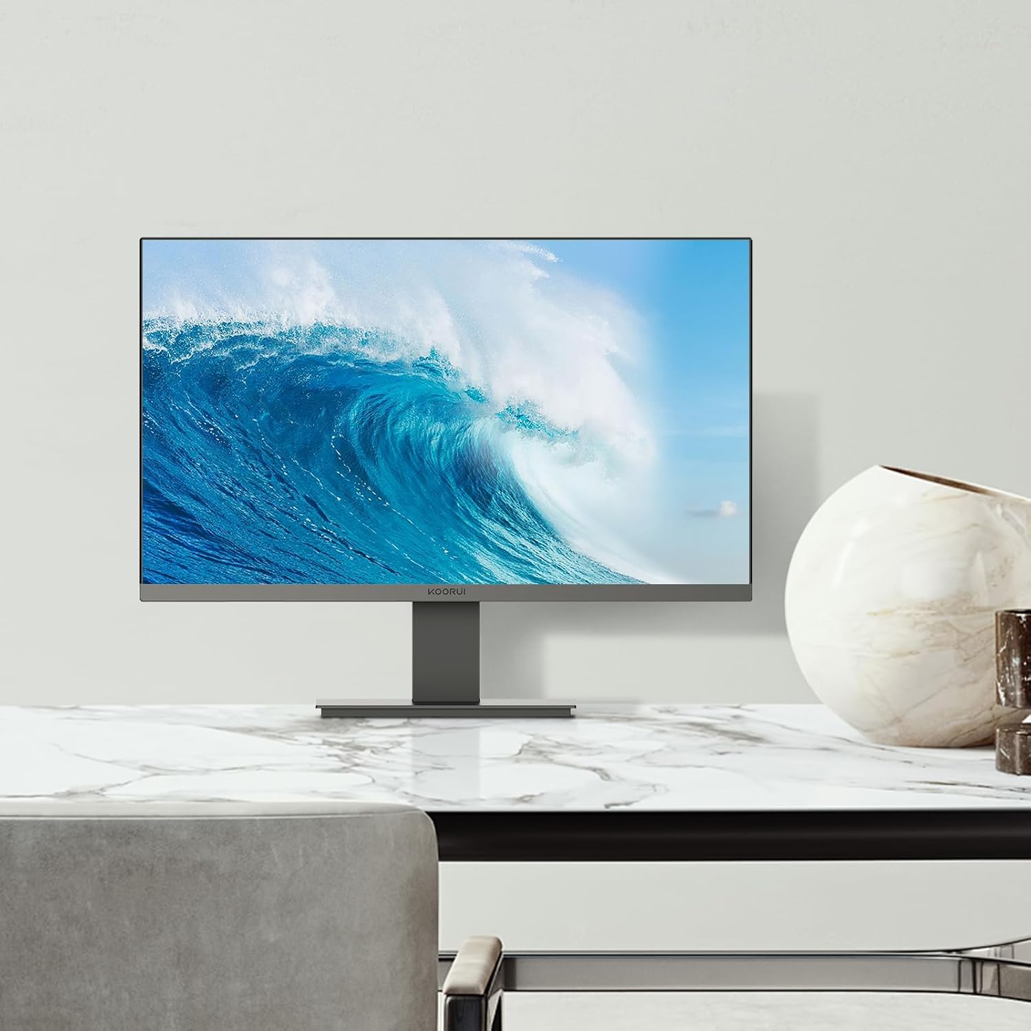 KOORUI 27 Inch Monitor, Full HD 1080P 75Hz Computer Monitor, IPS Display, HDMI, VGA, 5ms Response Time, 75 x 75 mm VESA Mountable, Frameless, Ergonomic Tilt, Black