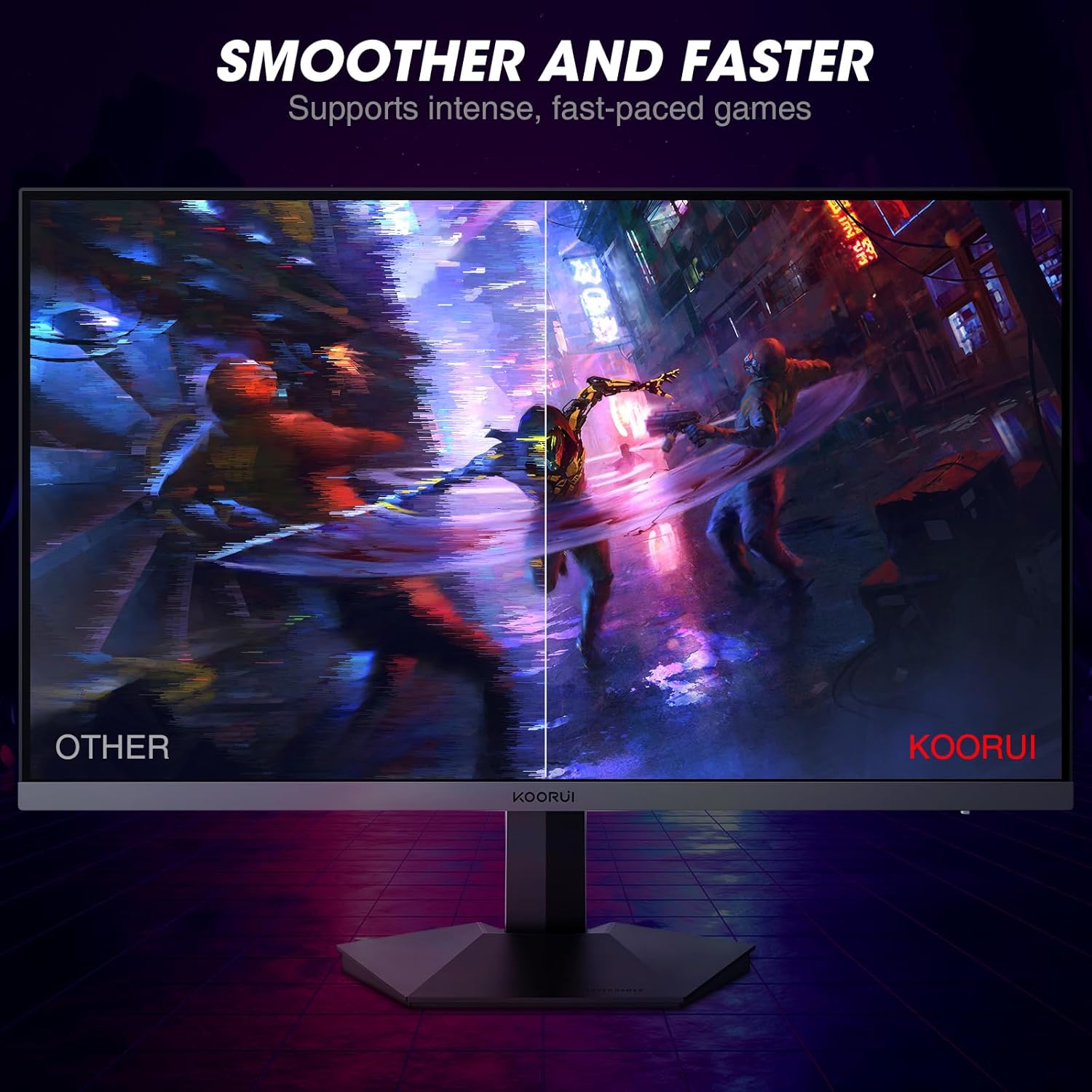 KOORUI 24 Zoll Gaming Monitor 165Hz, IPS, 1080p, 1ms, kompatibel Adaptive-Sync G-sync, Rahmenlos, HDMI, DisplayPort, Neigungsverstellbar, Augenpflege, VESA-Wandmontage, schwarz