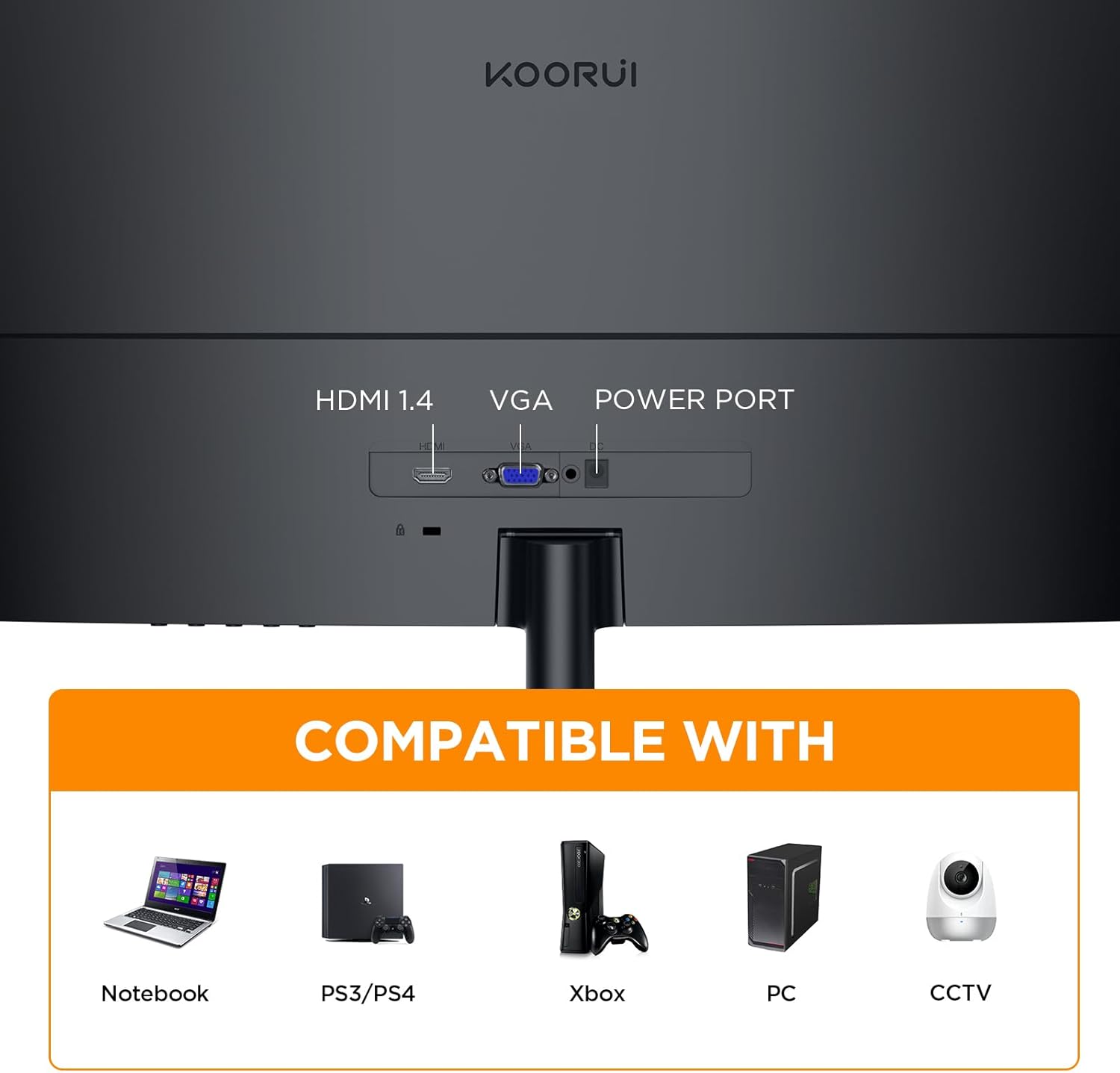 KOORUI Curved Monitor - 27 Zoll FHD Curved Computer Monitor, VA-Panel, 75Hz, Krümmung 1500R, Neigungsverstellung, Augenpflege, HDMI, VGA Gaming Monitor, Schwarz