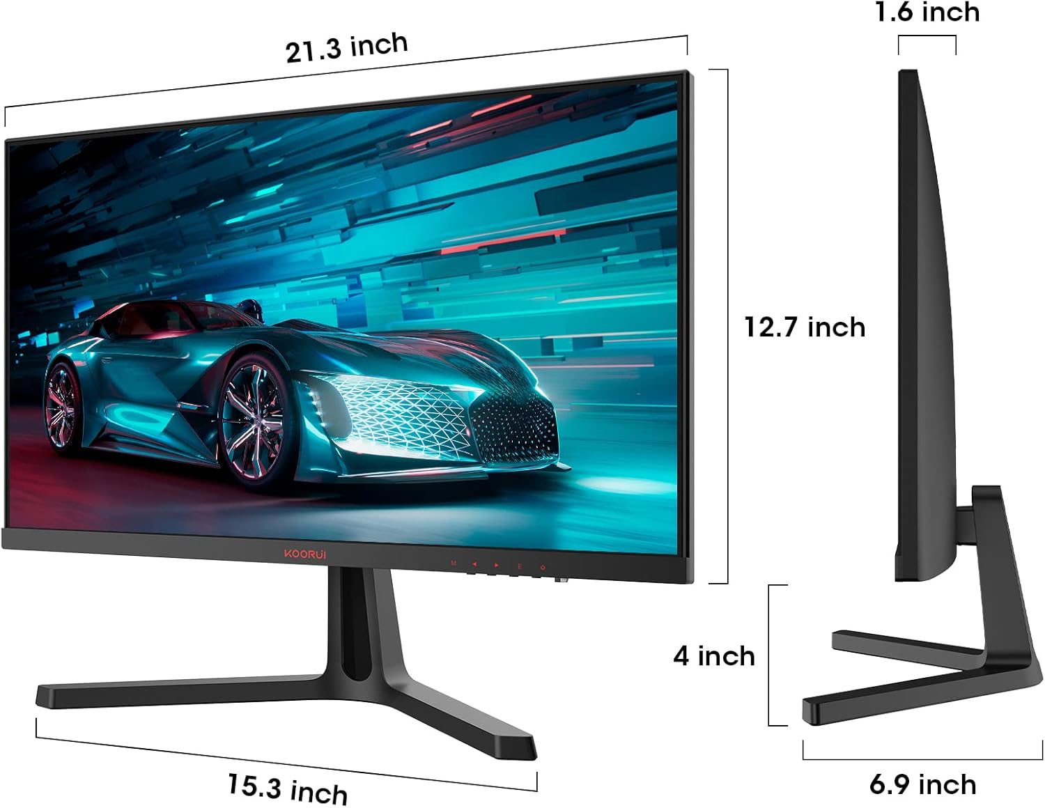 KOORUI Monitor 24 Zoll, Full-HD Gaming Monitor PC Bildschirm VA 1ms 165Hz, DCI-P3 85%, AdaptiveSync Technologie, 2 x HDMI, DisplayPort, Einstellbare Neigung, Schwarz