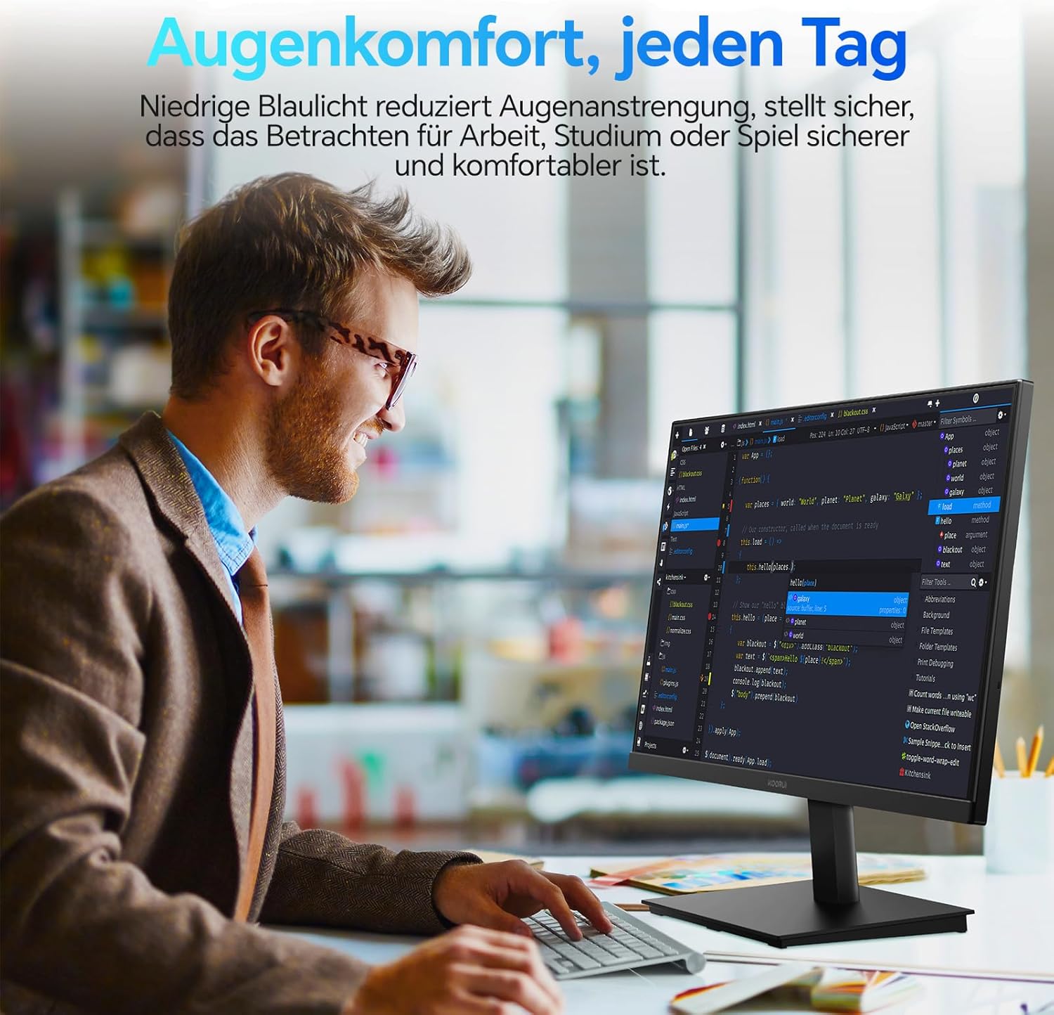 KOORUI E2721F 27 Zoll Monitor, QHD 2560 x 1440 100Hz PC Monitor, IPS 1MS Adaptive Sync HDMI 2.0 DP 1.4, Eye Care Bildschirm, -5° bis 15° neigbar, VESA 100 x 100mm