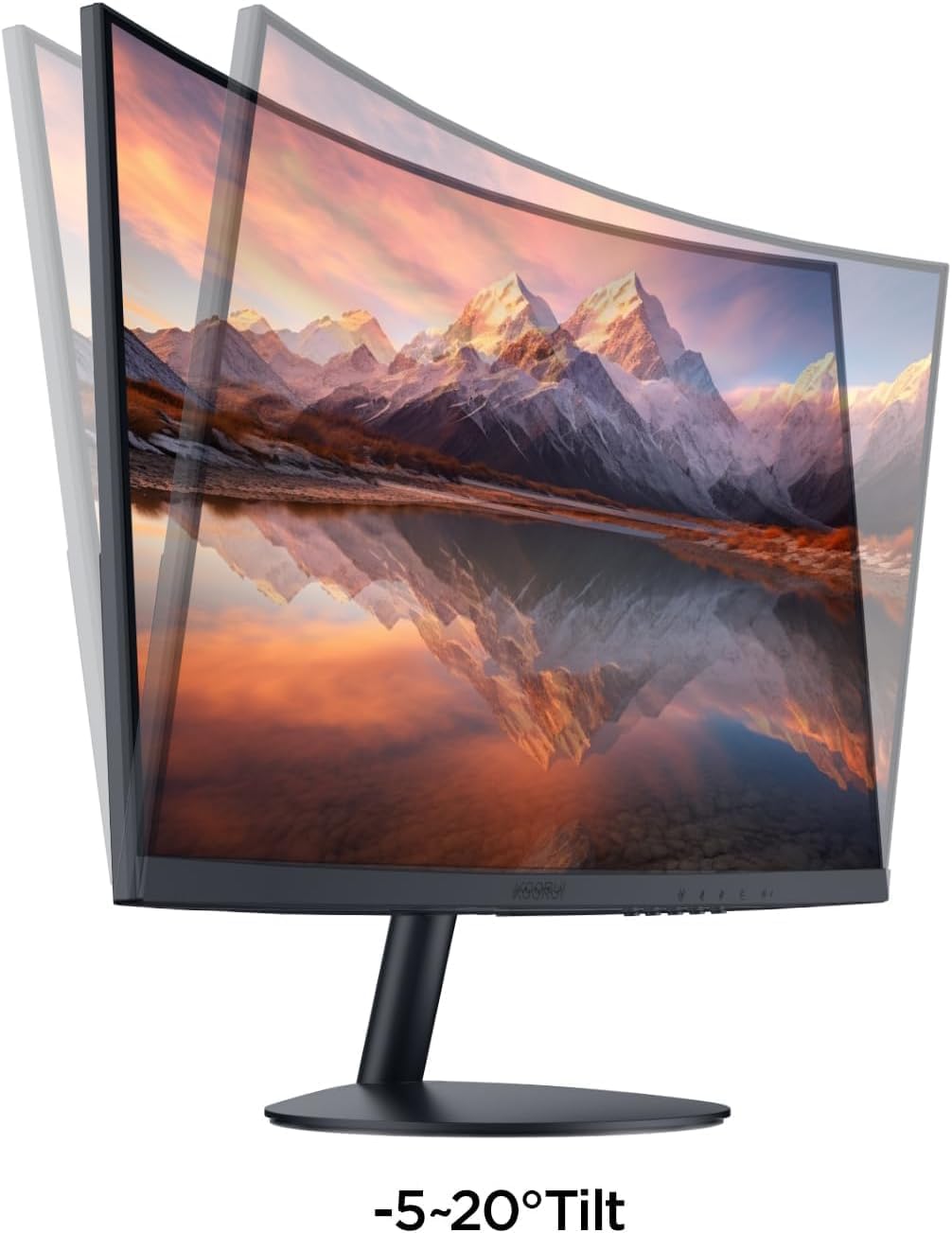 KOORUI Curved Monitor - 23.6 Zoll FHD Curved Computer Monitor, VA-Panel, 100Hz, Krümmung 1500R, Neigungsverstellung, Augenpflege, HDMI, VGA Gaming Monitor, Schwarz