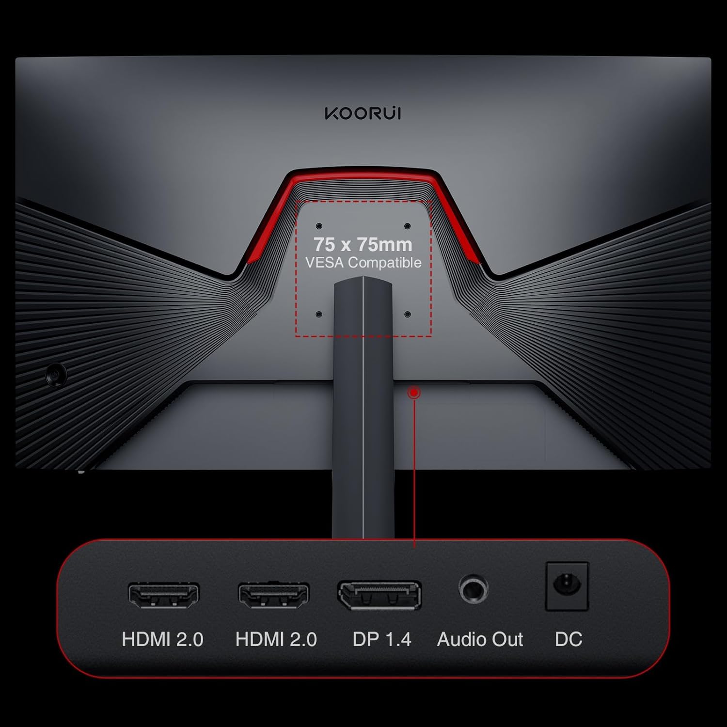 KOORUI 27 Inch Gaming Monitor, 165Hz, FHD, IPS, 1ms, DCI-P3 90%, Adaptive Sync, HDMI/DisplayPort, Black