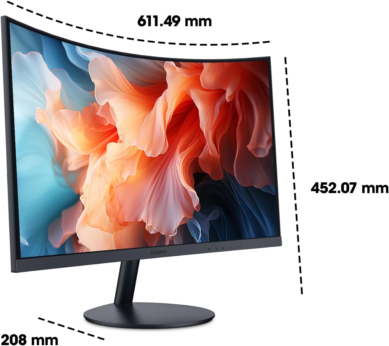 KOORUI Curved Monitor - 27 Zoll FHD Curved Computer Monitor, VA-Panel, 75Hz, Krümmung 1500R, Neigungsverstellung, Augenpflege, HDMI, VGA Gaming Monitor, Schwarz