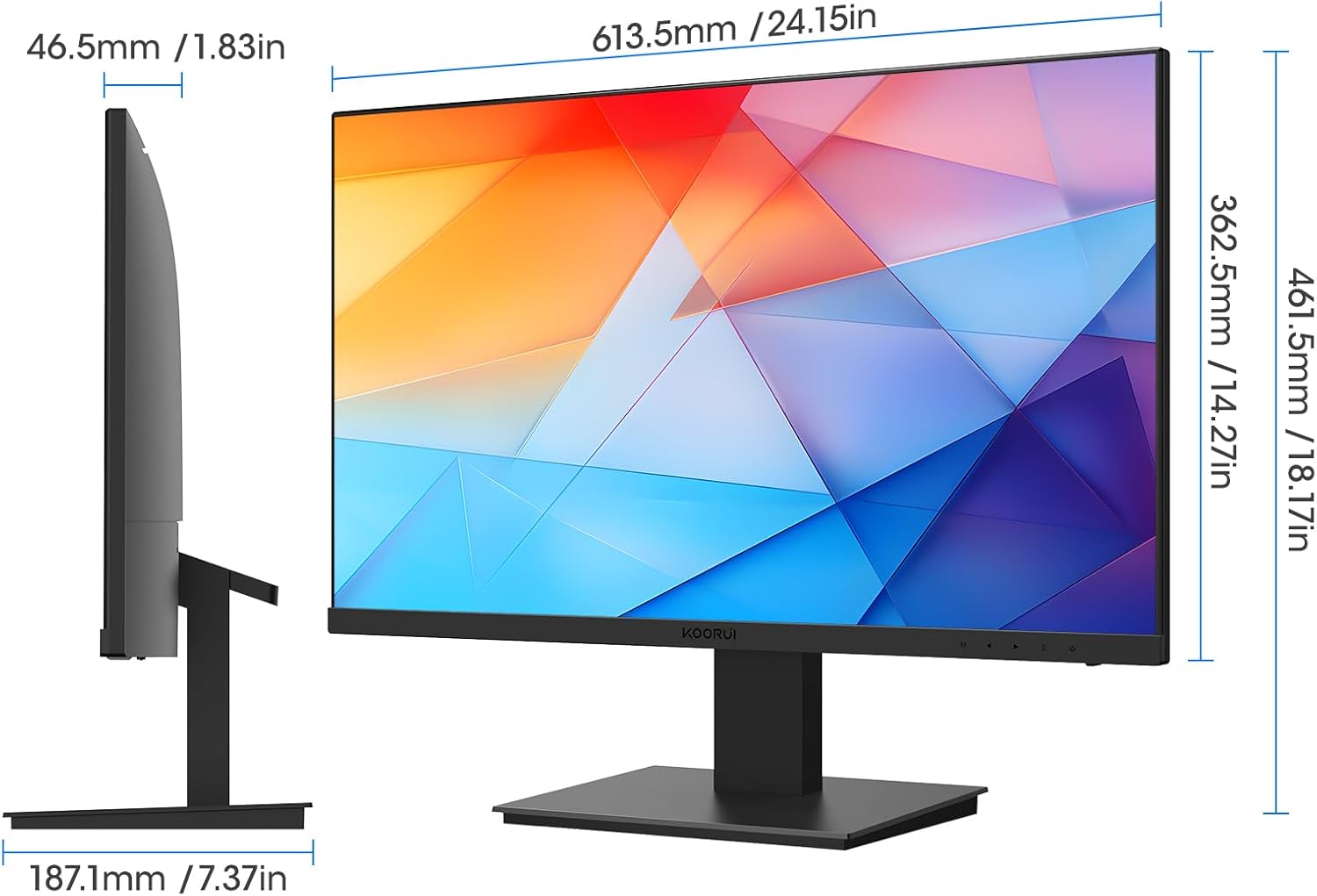 KOORUI 27 Inch Monitor, Full HD 1080P 75Hz Computer Monitor, IPS Display, HDMI, VGA, 5ms Response Time, 75 x 75 mm VESA Mountable, Frameless, Ergonomic Tilt, Black