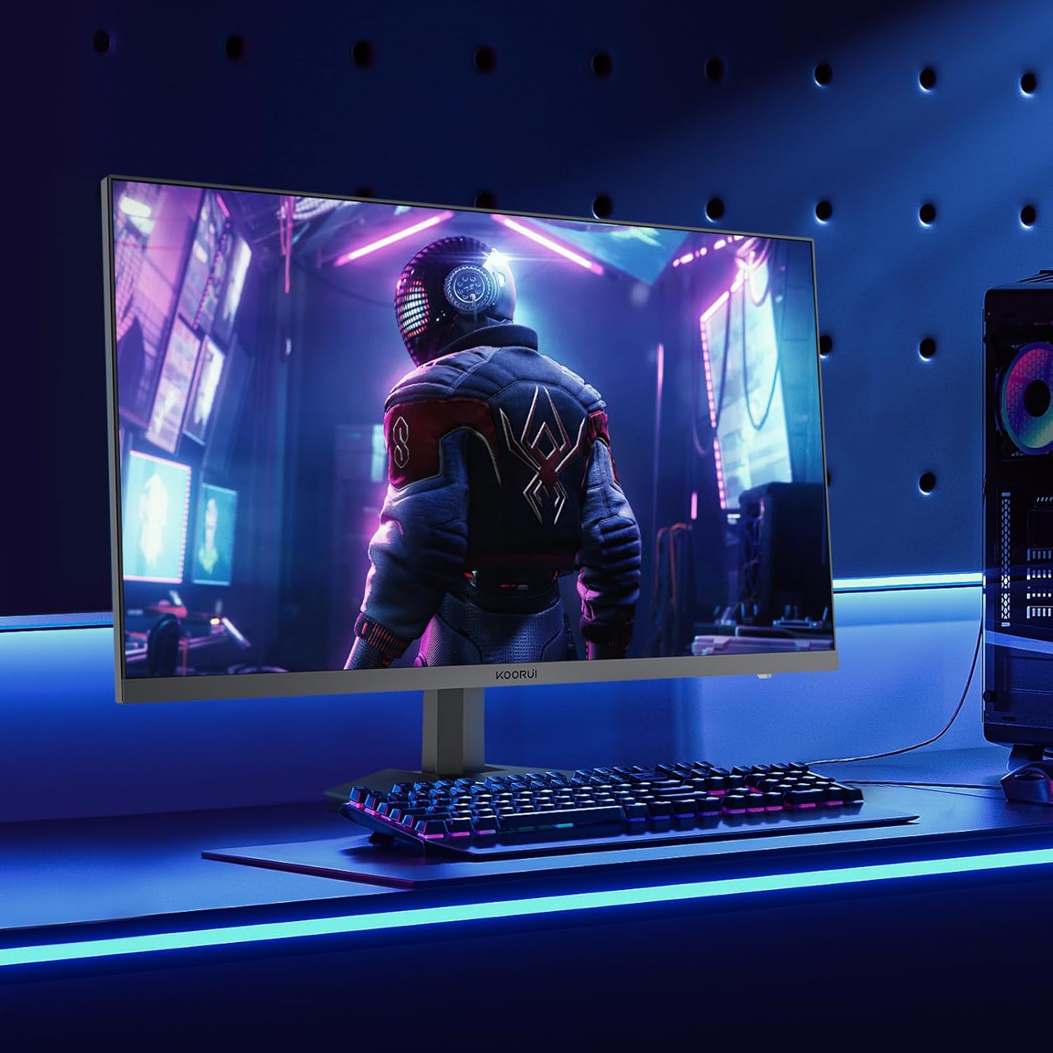KOORUI Gaming Monitor 27 Inches, 165Hz, FHD (1920 x 1080), IPS, 1ms GTG, Adaptive Sync, 75 x 75 mm VESA Compatible, DCI-P3 90% (HDMI, DisplayPort) Black