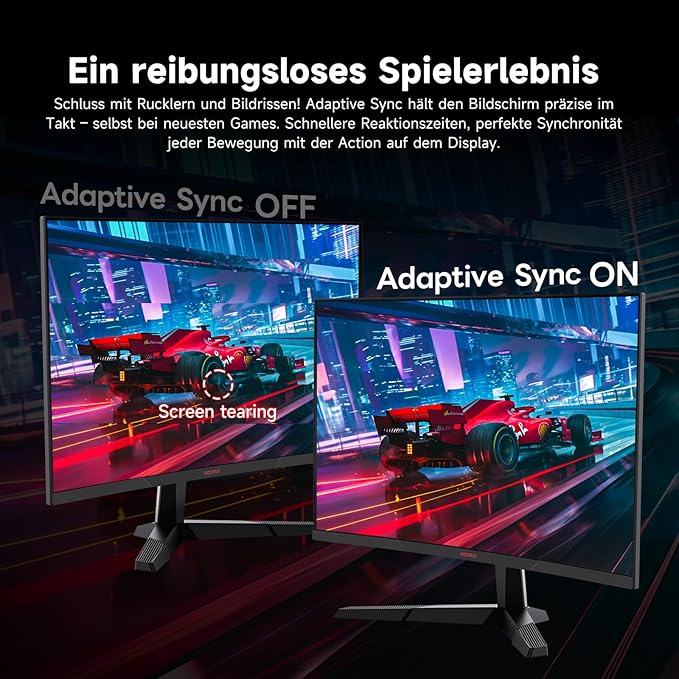 KOORUI 24" Curved Gaming Monitor FHD 1080P 180Hz,1ms, 1500R Krümmung Ultradünnes Design, HDMI/DP, 100x100mm VESA-Montage, Neigungsverstellbarer Bildschirm