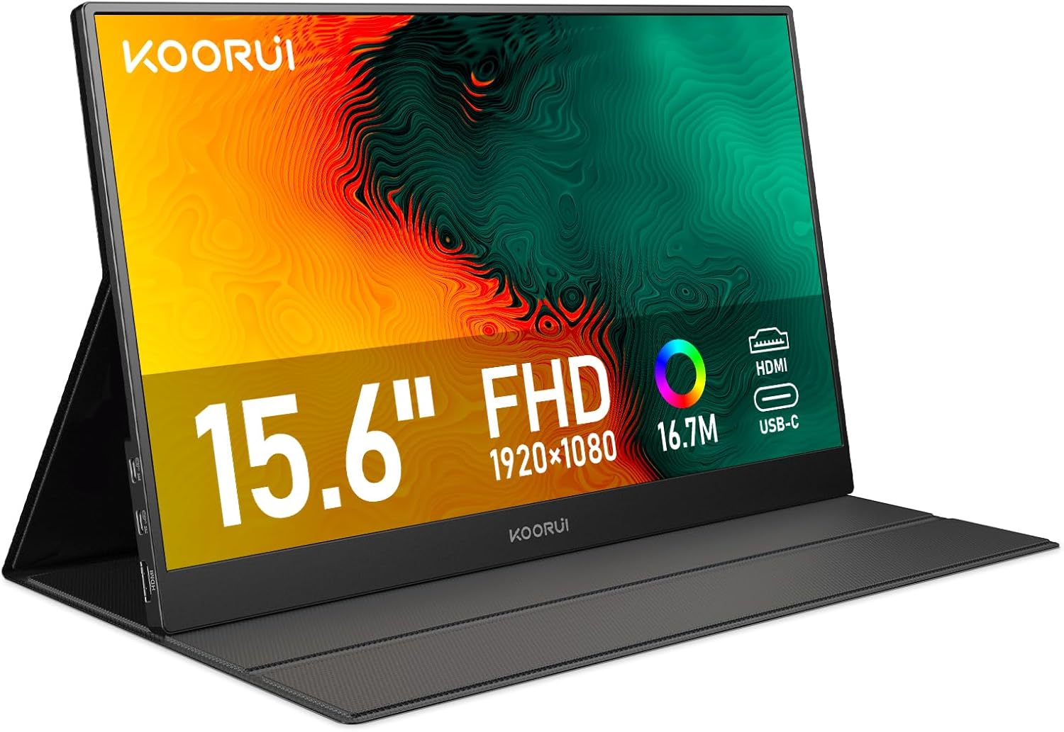 KOORUI 15,6 Zoll Portable Monitor, FHD IPS Tragbarer Monitor HDMI/Type-C/USB-C, Eye Care Bildschirm für PC, Laptop, Xbox,Mac, PS 3/4/5-E1511A