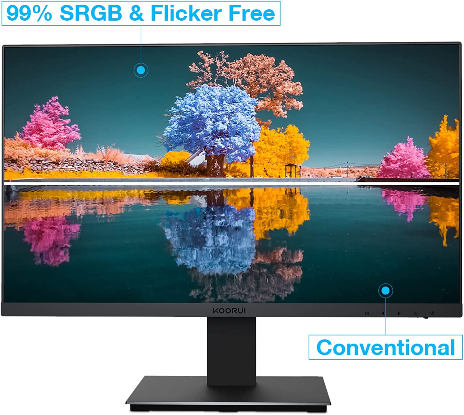 KOORUI 27 inch IPS High-Performance 75Hz 5ms 99% sRGB Office Monitor,Full HD(1920 x 1080p) 3-Side Borderless Computer Monitor,VGA/HDMI Port, Visioncare Blue light filter Non-flash screen-Koorui
