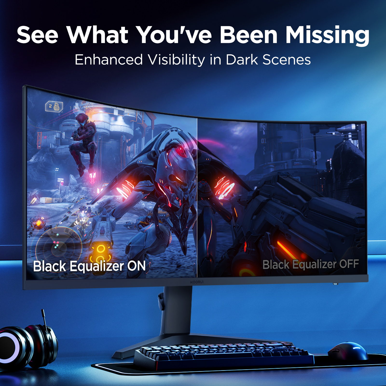 KOORUI 34 Zoll Ultrawide Curved Gaming Monitor, PC Bildschirm 165Hz, 1MS, 1000R, WQHD 3440x1440, VA, Adaptive Sync, 2xHDMI 100Hz & Display Port 165Hz, VESA 75 * 75mm, DCI-P3 90%, Höhenverstellbar