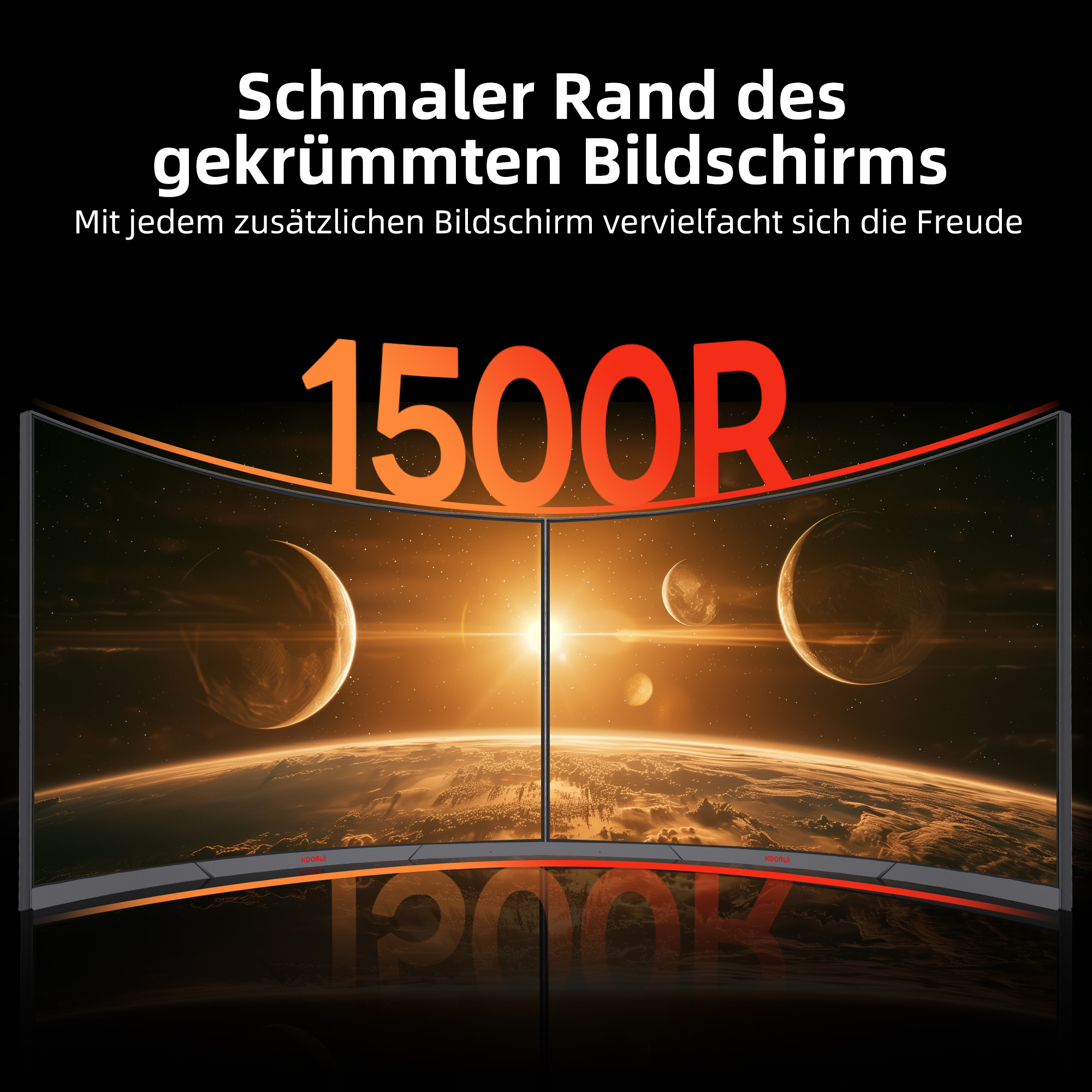 KOORUI 27 Zoll Bildschirm Gaming-Monitor WQHD Curved 180Hz 1ms (GTG) Display 1500R Curved Monitor 1ms Adaptive Sync HDR Neigungseinstellung 2 HDMI DP VESA Keine Lautsprecher