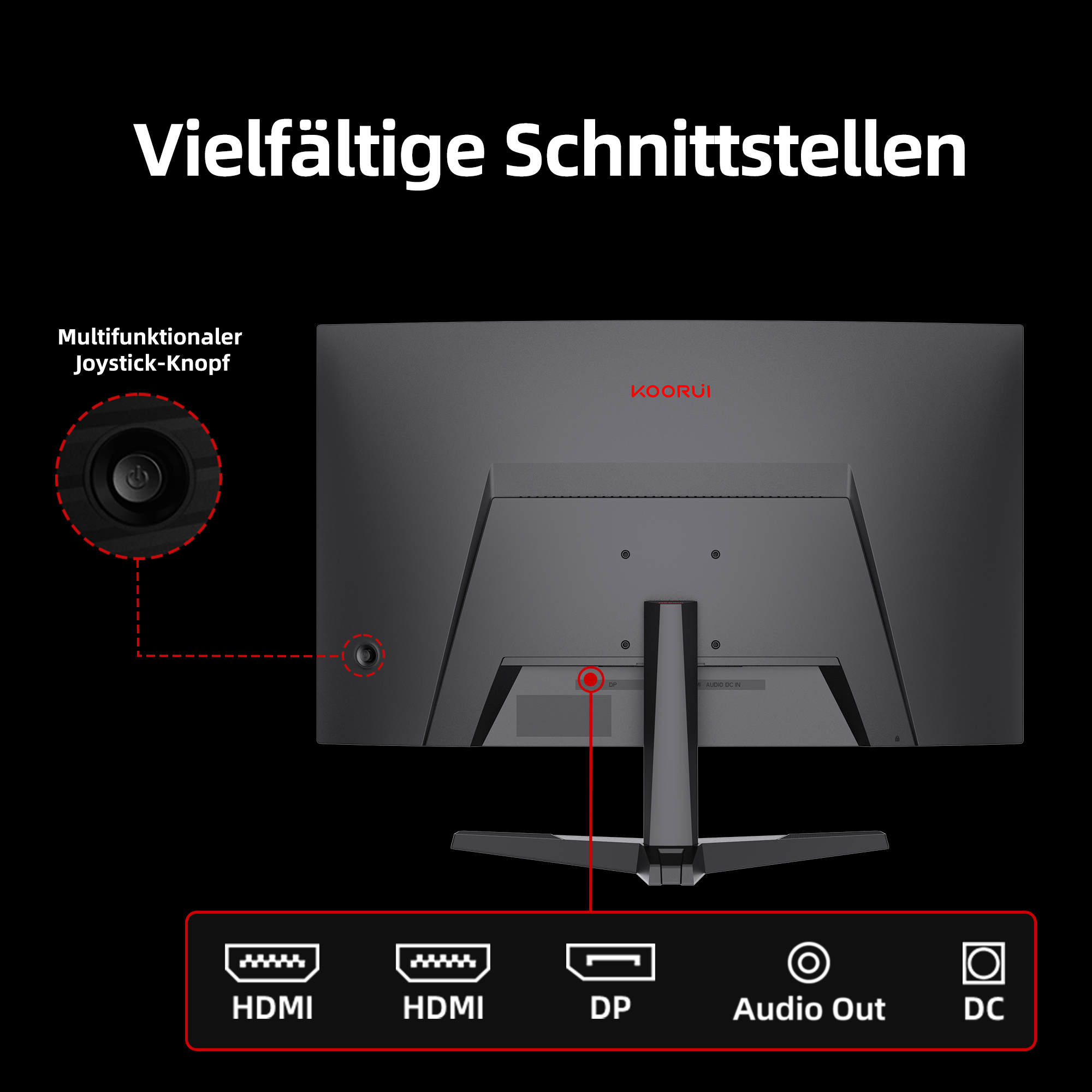 KOORUI 27 Zoll Bildschirm Gaming-Monitor WQHD Curved 180Hz 1ms (GTG) Display 1500R Curved Monitor 1ms Adaptive Sync HDR Neigungseinstellung 2 HDMI DP VESA Keine Lautsprecher